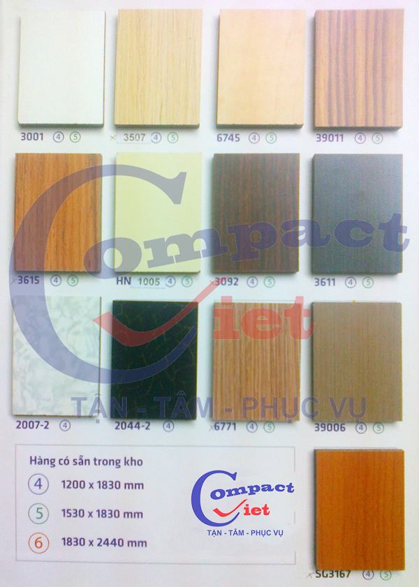 Màu sắc tấm Compact HPL tại Compact Việt rất đa dạng