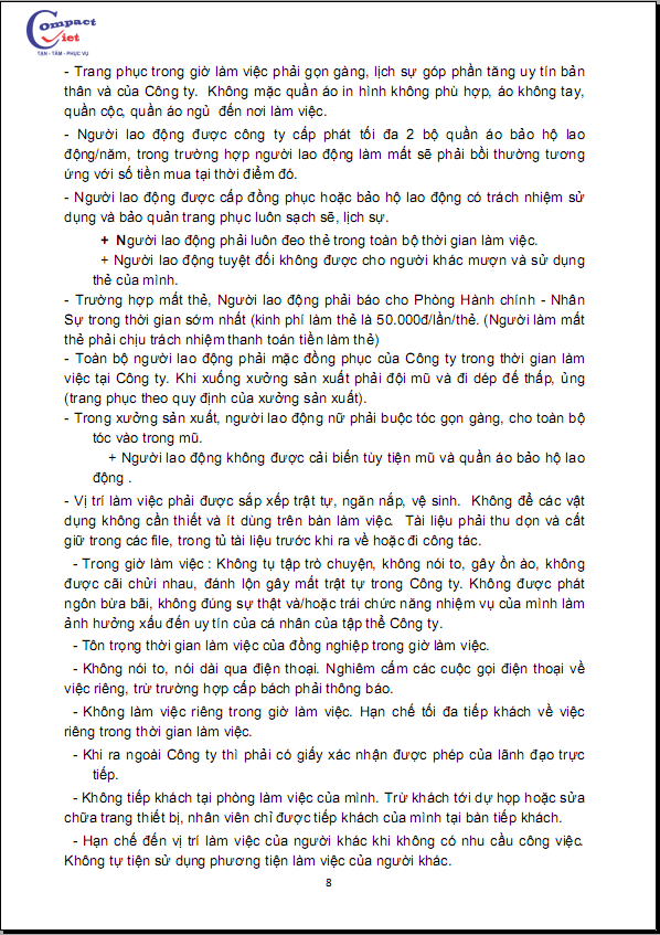 NỘI QUY LAO ĐỘNG COMPACT HPL