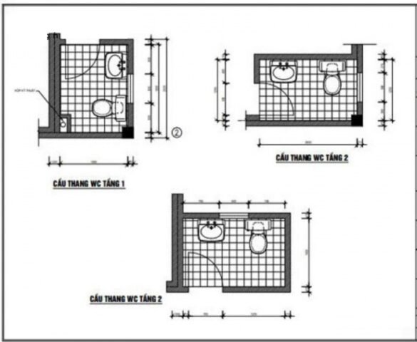 3 bản vẽ chi tiết nhà vệ sinh đẹp, hợp phong thủy cho từng kiểu nhà