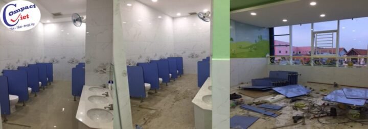vach ngăn vệ sinh mâm non q9 thi công