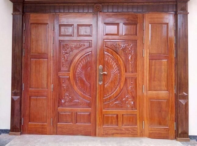 mau-cua-go-4-canh-don-gian-5 Mẫu cửa gỗ 4 cánh đơn giản thiết kế lệch