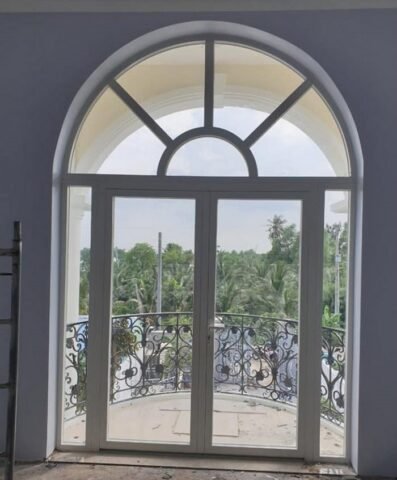 Mẫu cửa nhựa lõi thép phòng ngủ hình vòm