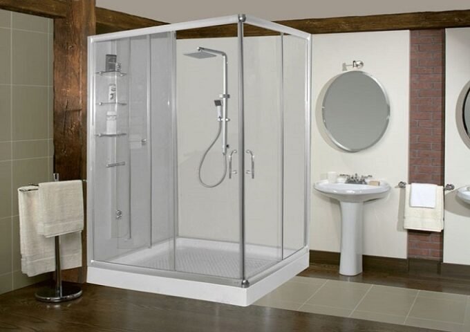 Mẫu vách ngăn kính nhà tắm thẳng góc - 180 độ cánh mở