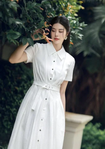 Đầm sơ mi dáng dài thanh lịch