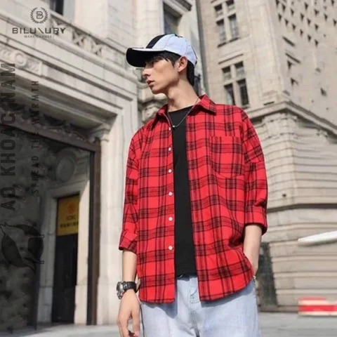 Áo sơ mi khoác ngoài nam chất liệu denim trẻ trung