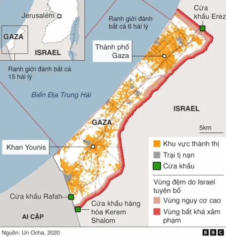 Bản đồ các khu vực Dải Gaza