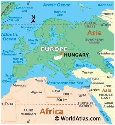 Bản đồ chi tiết vị trí Hungary tại Châu Âu