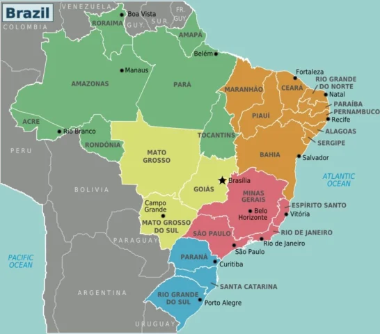 Brazil Là Nước Nào? Khám Phá Vùng Đất Samba Đầy Sức Hút Bản đồ hành chính Brazil
