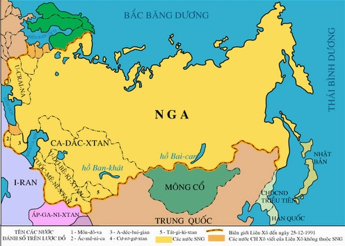 Bản đồ nước Nga rộng lớn