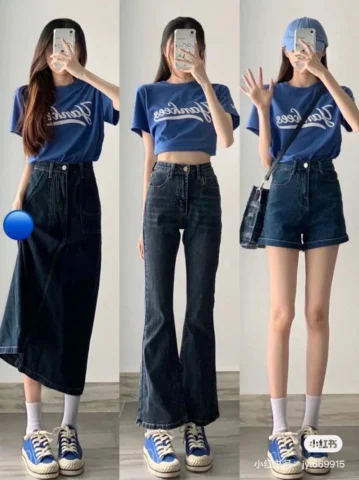 Bảng màu phối đồ với quần màu xanh đen