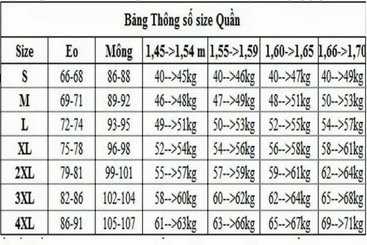 Bảng size quần Âu nữ Châu Âu