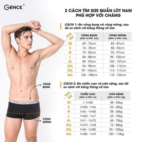Size L là bao nhiêu kg? Hướng dẫn chọn size chuẩn 2026 Bảng size quần lót nam tiêu chuẩn