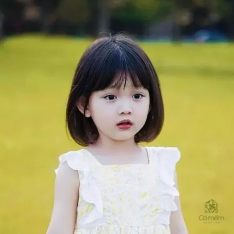 Bé gái với kiểu tóc tết vương miện