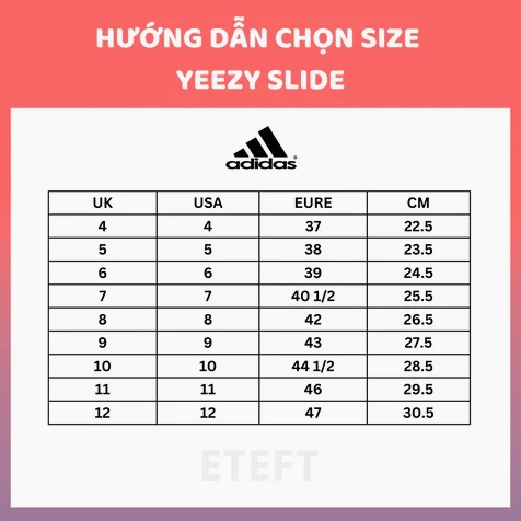 Biểu đồ quy đổi size giày dép thể thao