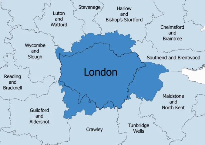 London Ở Nước Nào? Khám Phá Thủ Đô Vương Quốc Anh Biểu đồ thể hiện khu vực đô thị lớn của London