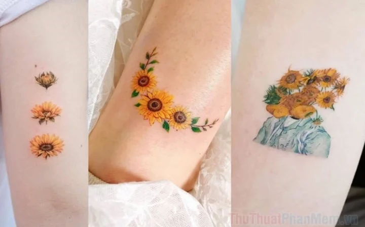 Các mẫu hình xăm hoa hướng dương nhỏ đẹp cho nữ