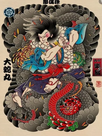 Cận cảnh chi tiết hình xăm full lưng Nhật Cổ