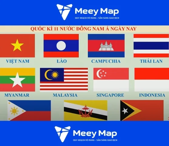 Cờ các nước Đông Nam Á trên bản đồ