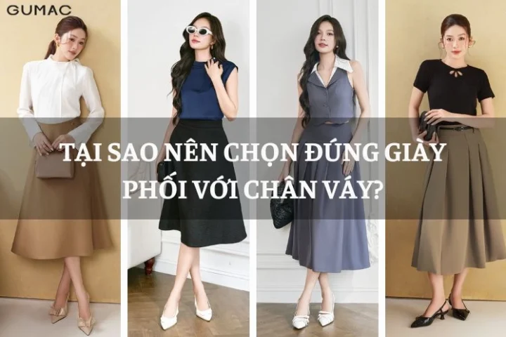 Cô gái diện váy dài qua gối phối cùng giày cao gót thanh lịch
