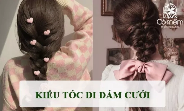Cô gái với kiểu tóc búi thấp thanh lịch đi đám cưới