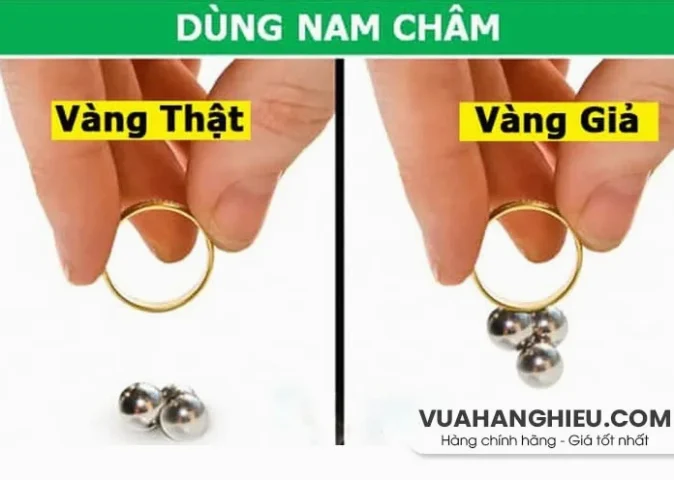 Cách nhận biết vàng 9999 thật giả chuẩn xác 2026 Dùng nam châm kiểm tra vàng thật giả