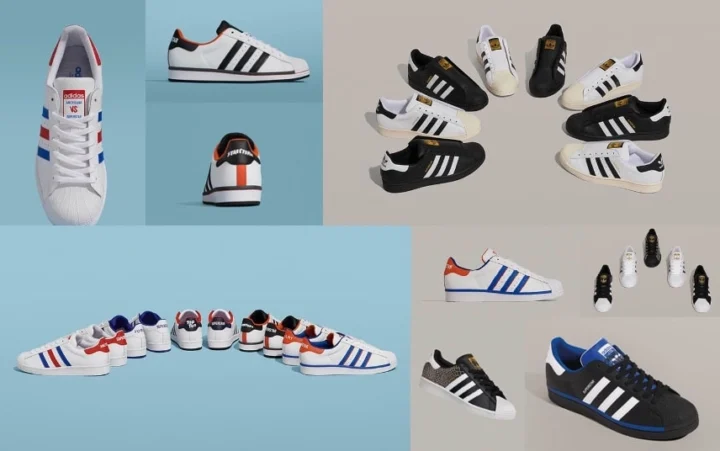 Giày Adidas Superstar với ba sọc đặc trưng