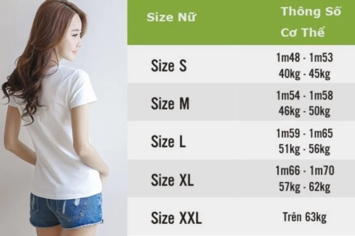 Size L là bao nhiêu kg? Hướng dẫn chọn size chuẩn 2026 Hình ảnh minh họa bảng size L cho nữ