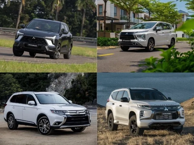 Hình ảnh xe Mitsubishi đang lăn bánh trên đường cao tốc