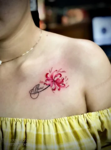 Hình xăm bỉ ngạn mini tối giản màu đen