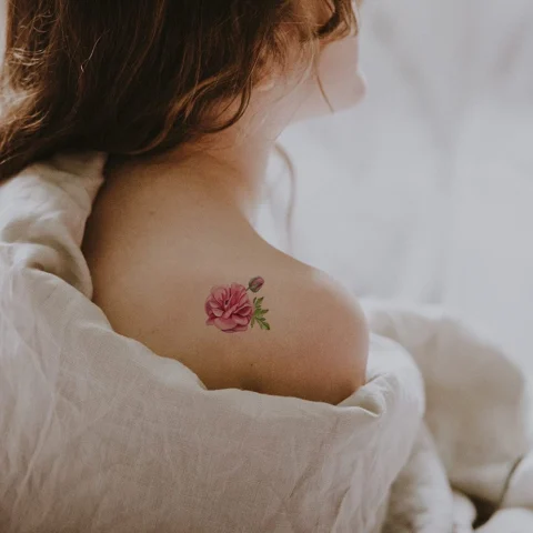 Hình xăm hoa mẫu đơn mini đơn giản và thanh lịch