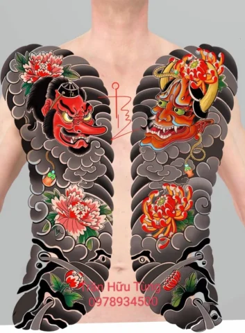 Khám Phá Hình Xăm Nhật Cổ Ở Ngực: Biểu Tượng Sức Mạnh & Nghệ Thuật Hình xăm hoa mẫu đơn và hổ trên ngực