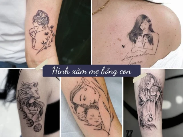 Hình Xăm Mẹ và Con: Biểu Tượng Vĩnh Cửu Của Tình Yêu Thương Hình xăm mẹ và con thể hiện sự ôm ấp, che chở