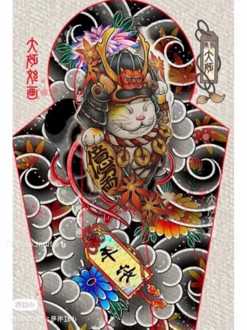 hinh-xam-meo-than-tai-samurai-bieu-tuong-may-man-suc-manh_612