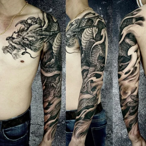 Hình xăm rồng phương Tây uy mãnh
