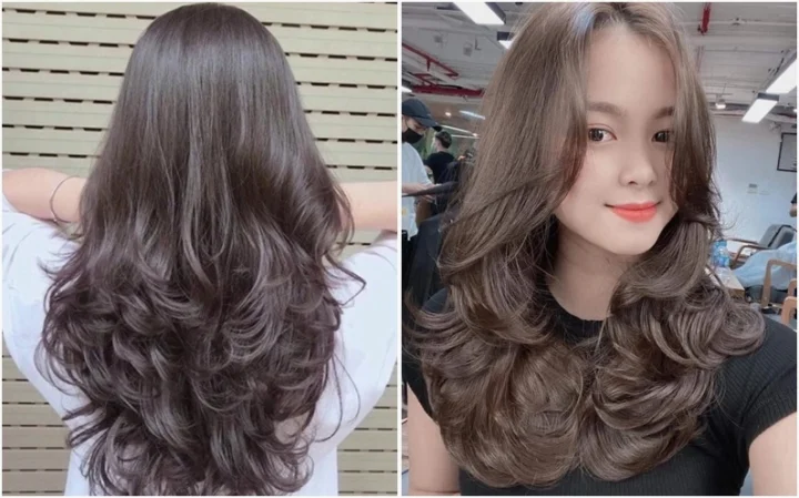 Kiểu tóc layer xoăn dài bồng bềnh