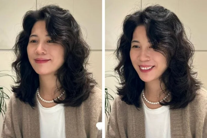 Kiểu tóc uốn xoăn nhẹ nhàng cho phụ nữ trung niên