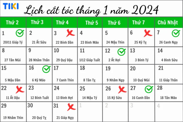 Lịch Tốt Cắt Tóc 2026: Chọn Ngày Đón May Mắn, Tài Lộc Lịch tốt cắt tóc tháng 1