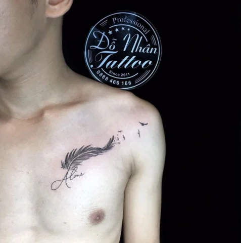 Mẫu hình xăm lông vũ nam tối giản