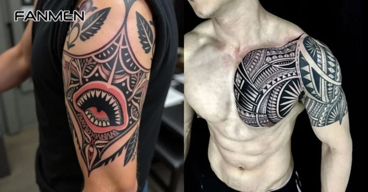 Mẫu hình xăm Maori với hoa văn Koru và các biểu tượng khác