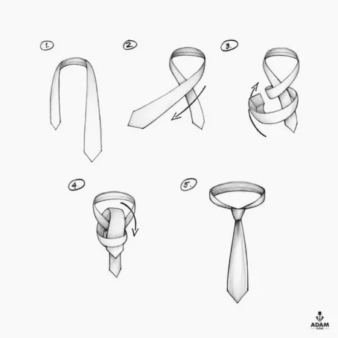 Minh họa các bước thắt cà vạt đơn giản