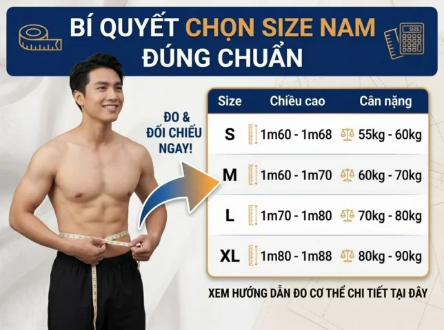 Nam 60kg mặc size gì