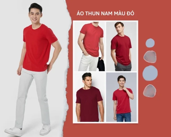Người mẫu mặc áo đỏ và quần tây