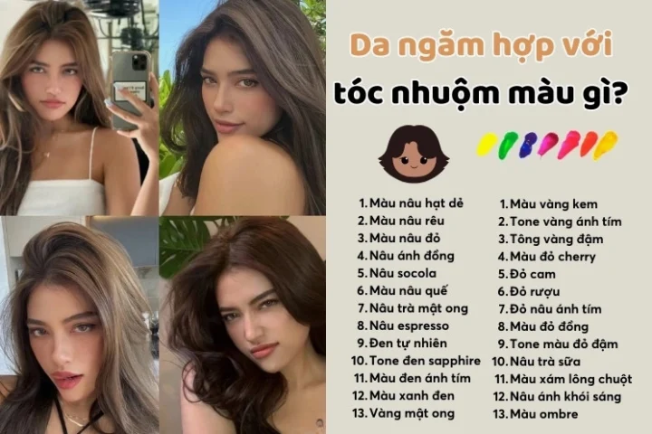 Da đen nhuộm tóc màu gì? Xu hướng 2026 & Bí quyết chọn màu tôn da Phụ nữ da ngăm với mái tóc nhuộm màu nâu hạt dẻ