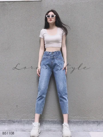 Quần baggy vải kaki nữ màu trắng thanh lịch