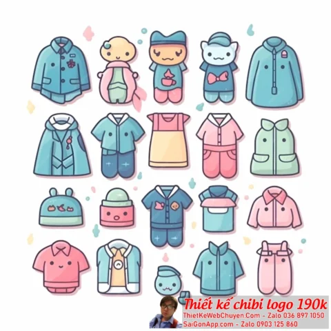 Set đồ Chibi dễ thương với gam màu pastel