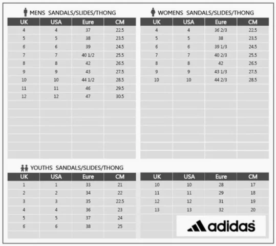 Size dép Adidas nữ