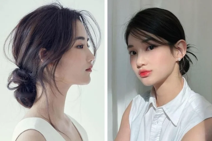 Tóc búi thấp lơi phong cách Hàn Quốc