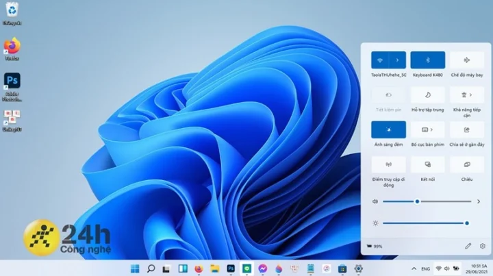Action Center mới trên Windows 11