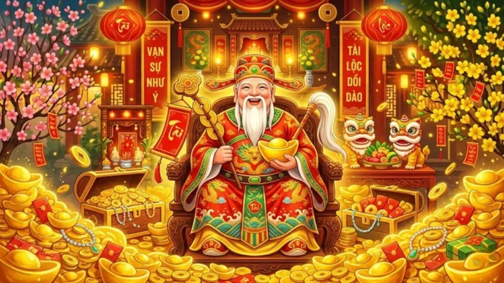 Ảnh Ông Thần Tài đẹp theo phong cách truyền thống