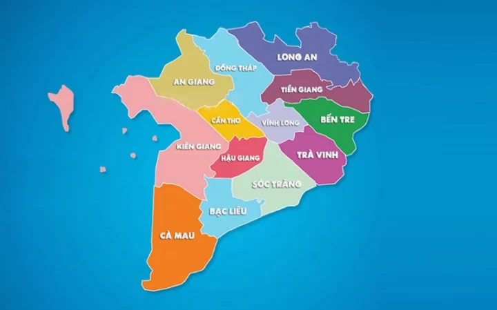 Bản đồ các tỉnh miền Tây Nam Bộ